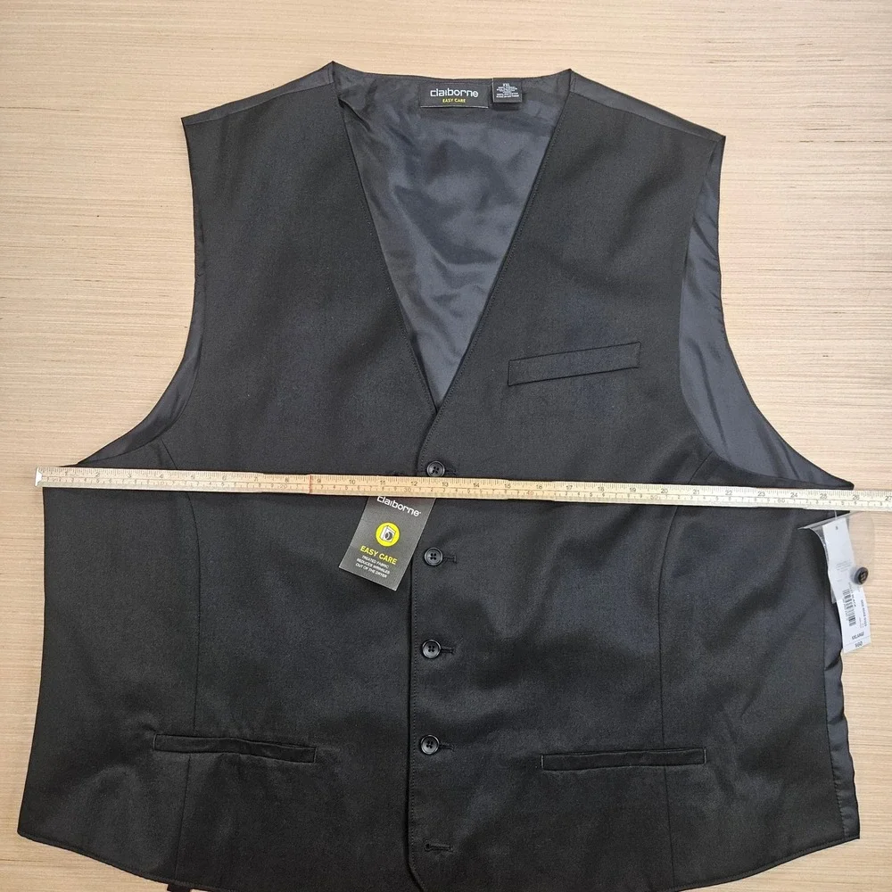 Claiborne Vest Mens XXL Black Easy Care Suit Waistcoat Formal Wedding NEW - Picture 5 of 13